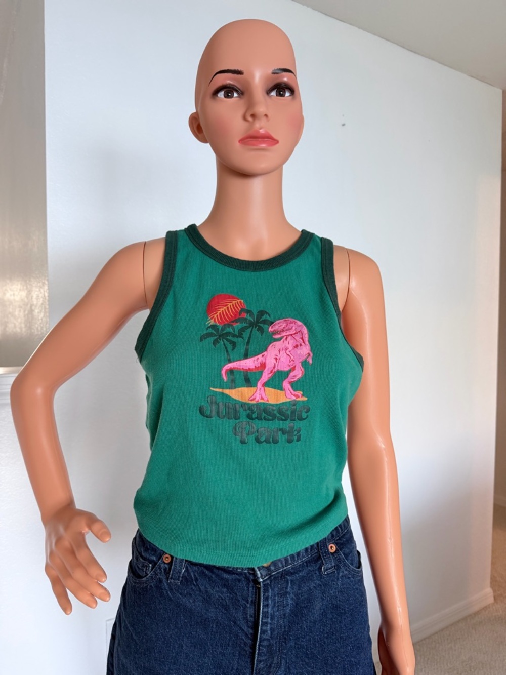 Jurassic Park Green Graphic Tank Top